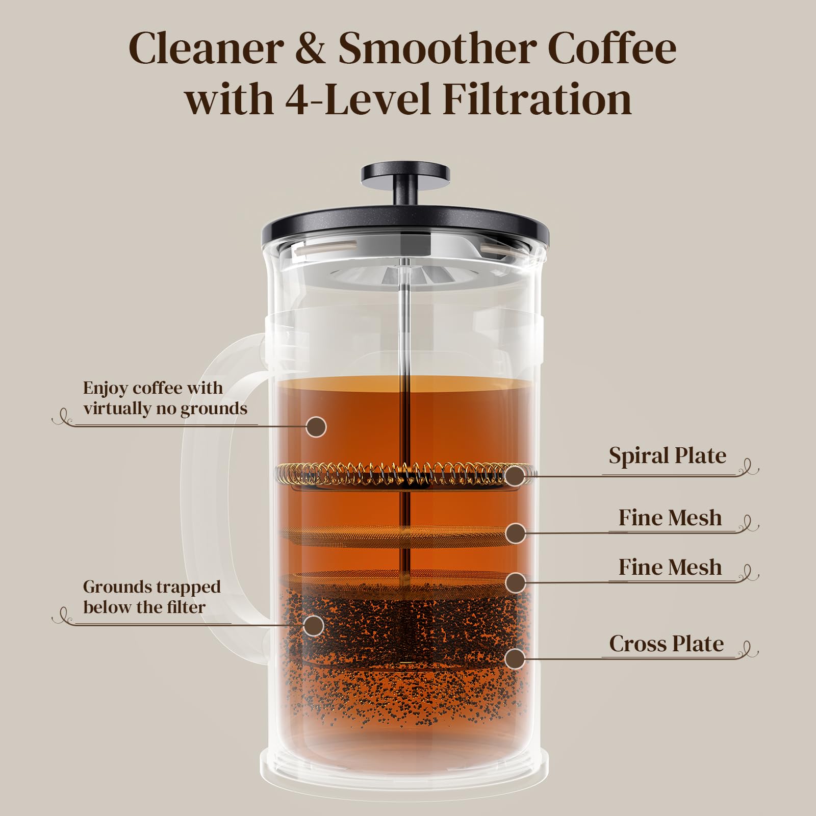 Veken French press held in hand demonstrating portability and outdoor travel convenience
