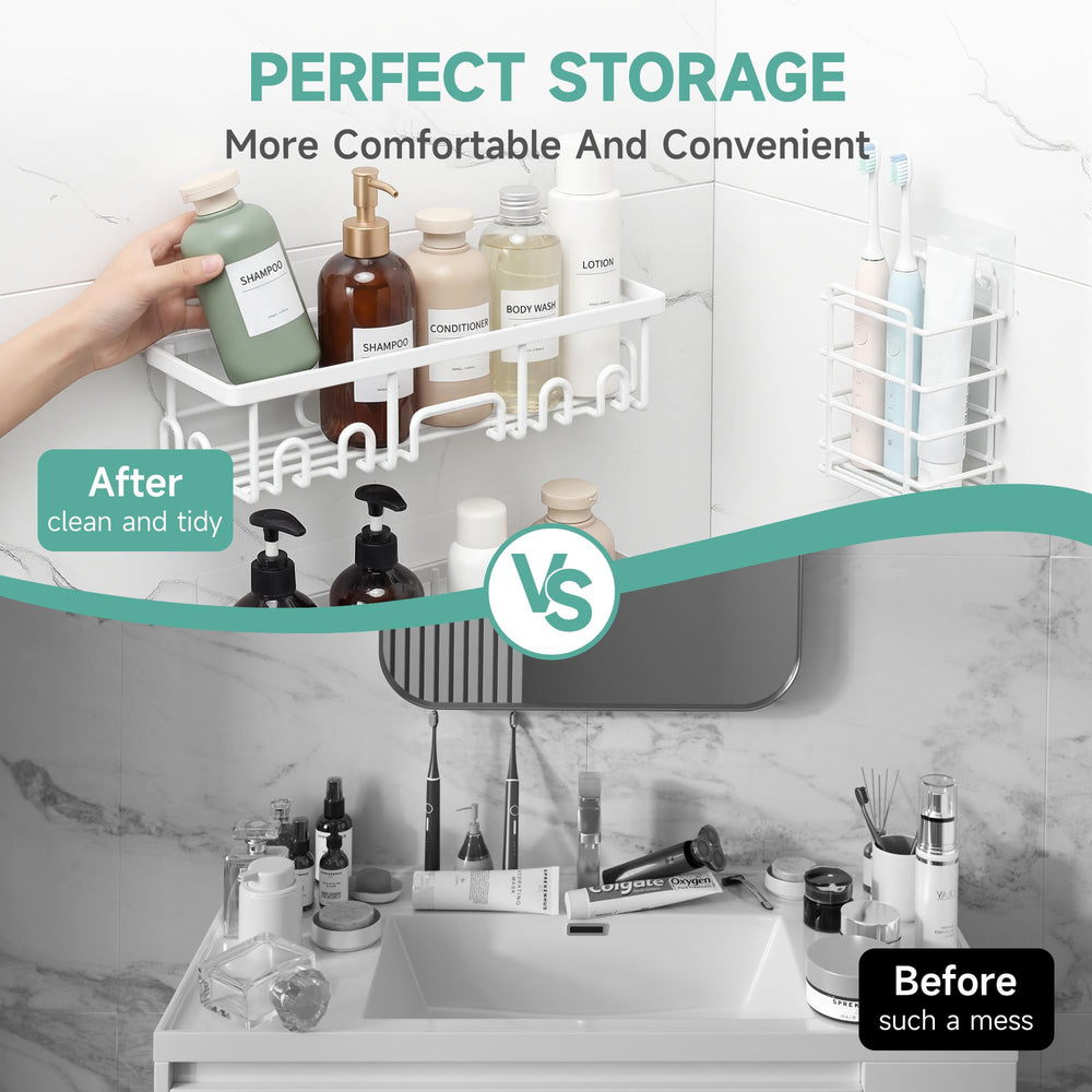 Veken mounted in shower lifestyle scene saving space and reducing clutter benefit