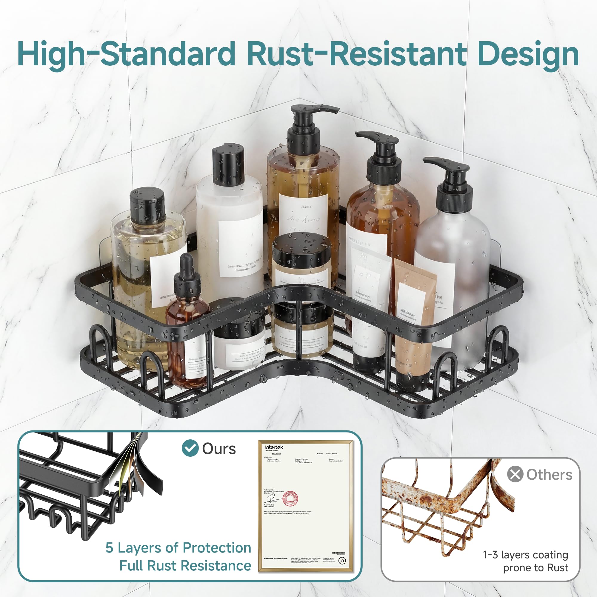 Veken next to shampoo bottle demonstrating shelf capacity and scale