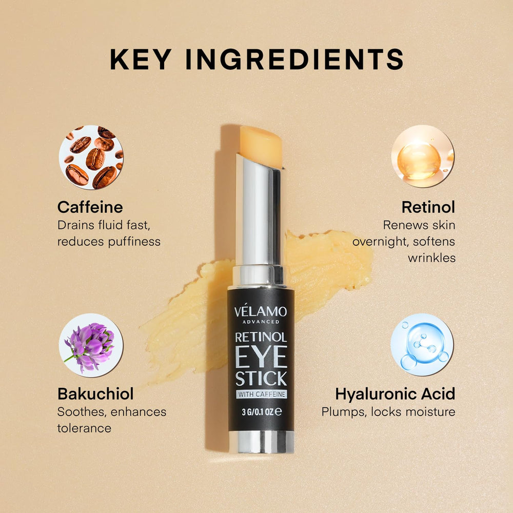 VELAMO ADVANCED applying stick under eye demonstrating targeted use