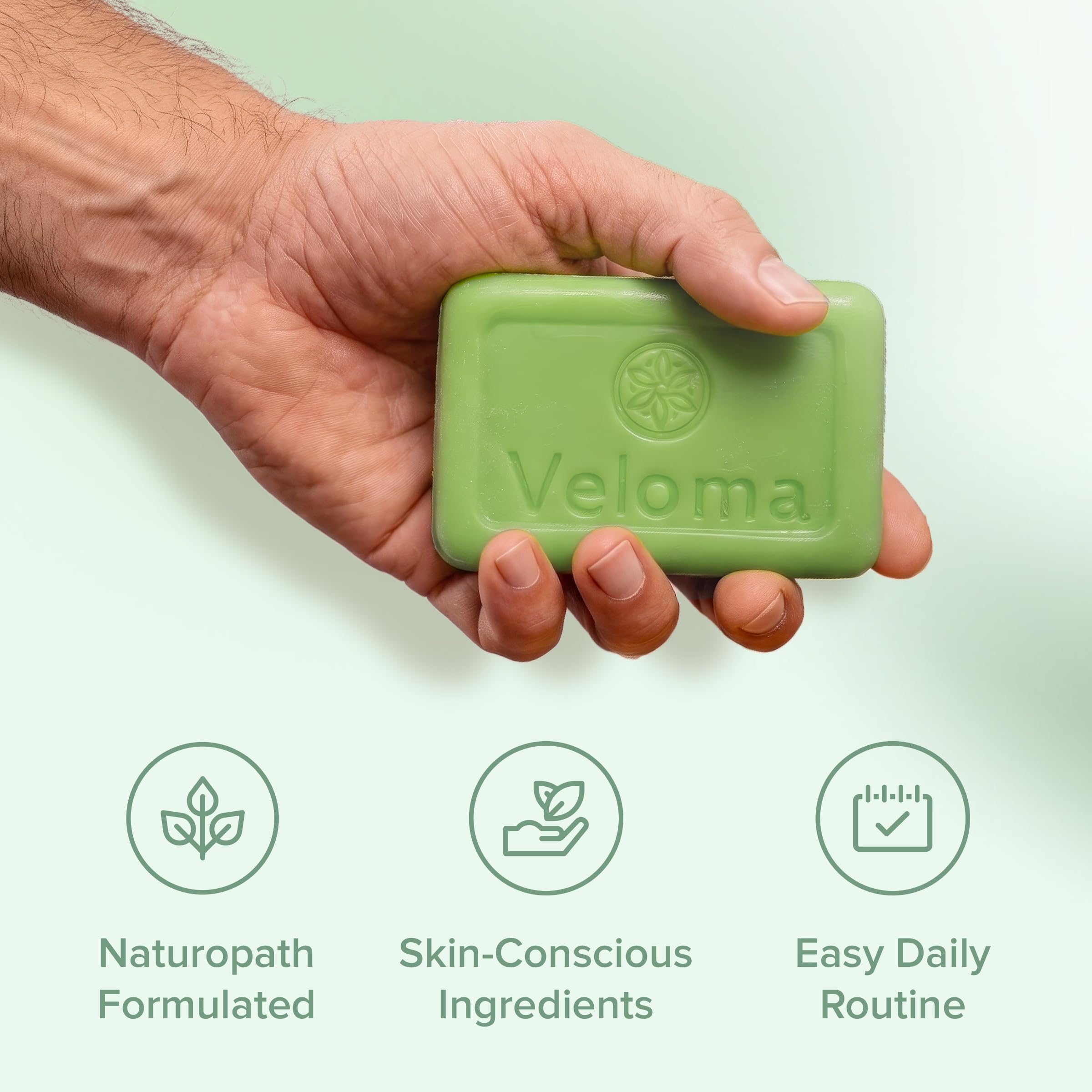Veloma foot wash demonstration illustrating focused cleansing and comfort benefit