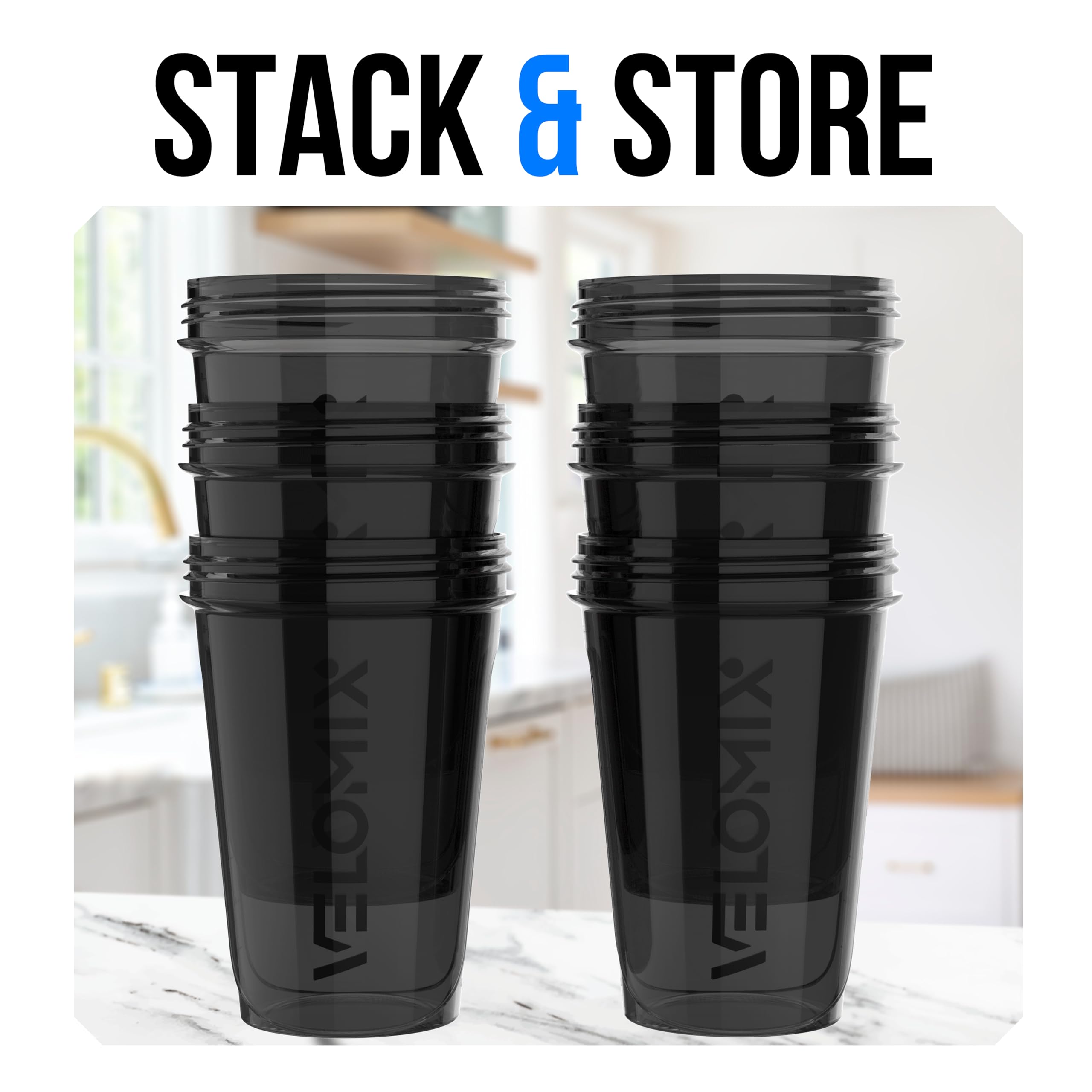 VELOMIX shaker being held at the gym to show portability and on-the-go blending