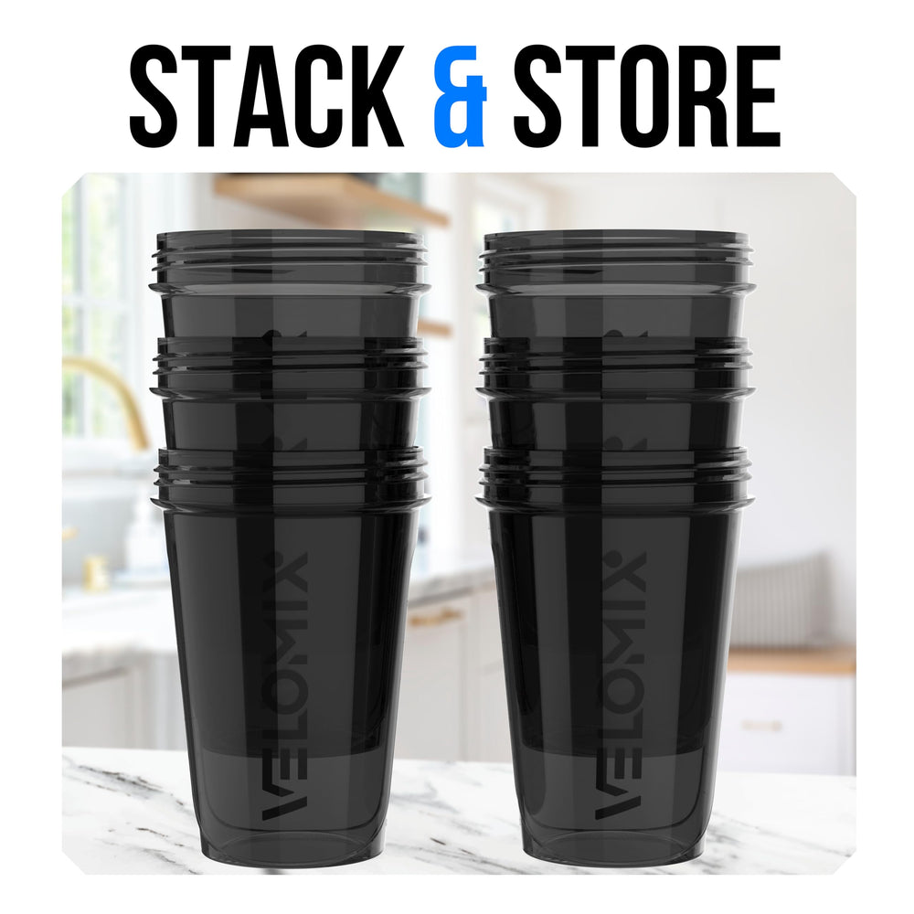 VELOMIX shaker being held at the gym to show portability and on-the-go blending