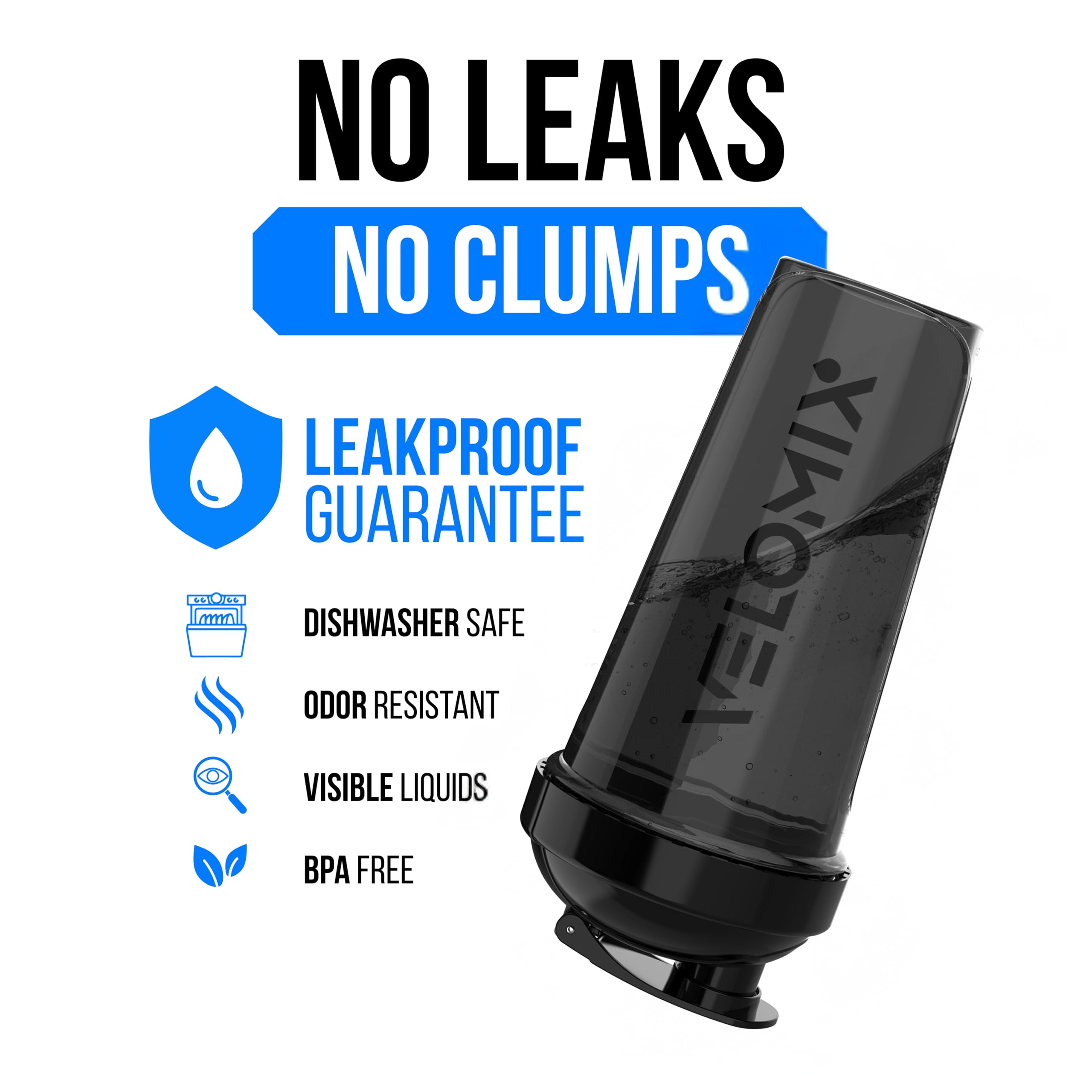 VELOMIX molded measurement markings visible for accurate portions
