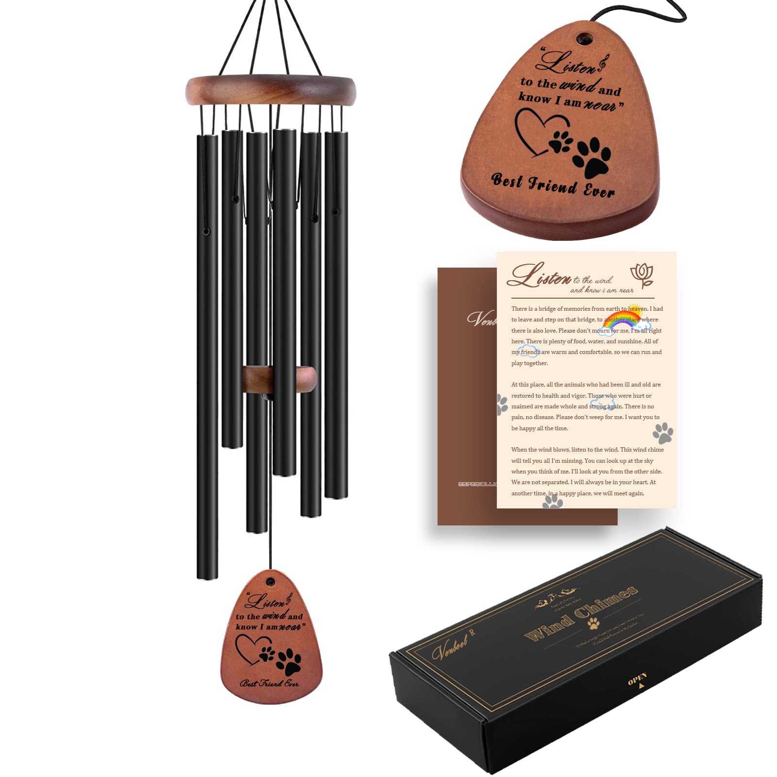 VENBEEL front packaging showing gift box and chime, perfect sympathy presentation