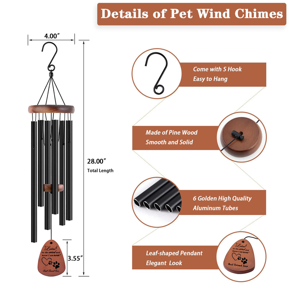 VENBEEL wind chime hanging next to a ruler for size comparison and scale clarity