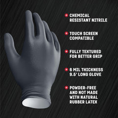 Venom Steel gloves worn by mechanic handling engine parts to resist grease and cuts