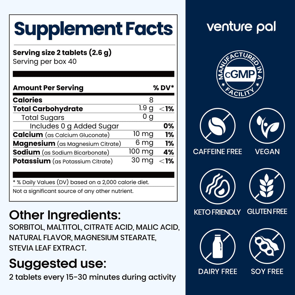Venture Pal athlete popping tablet in mouth, quick replenishment while active