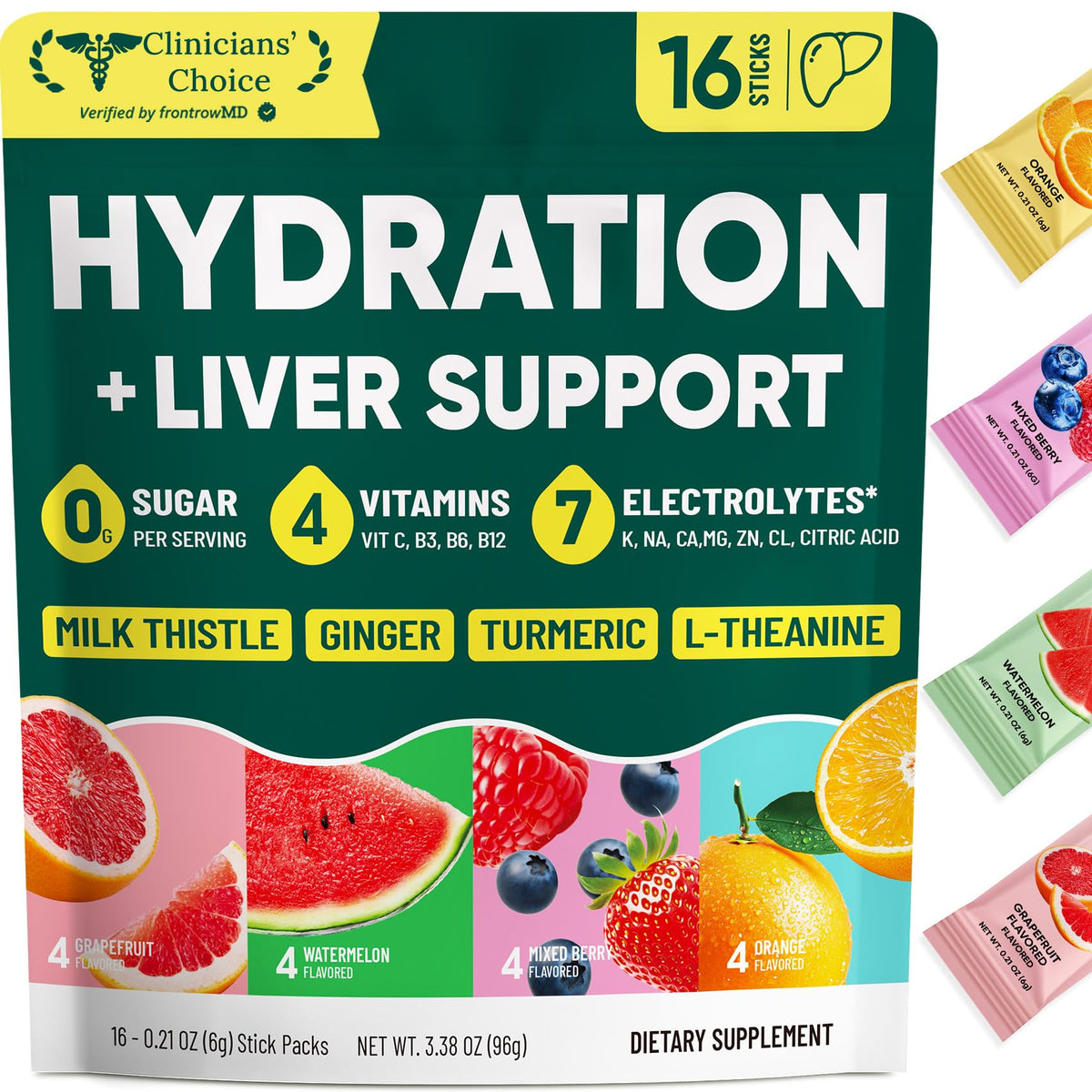 Venture Pal front box showing 16 sugar free hydration sticks and benefits