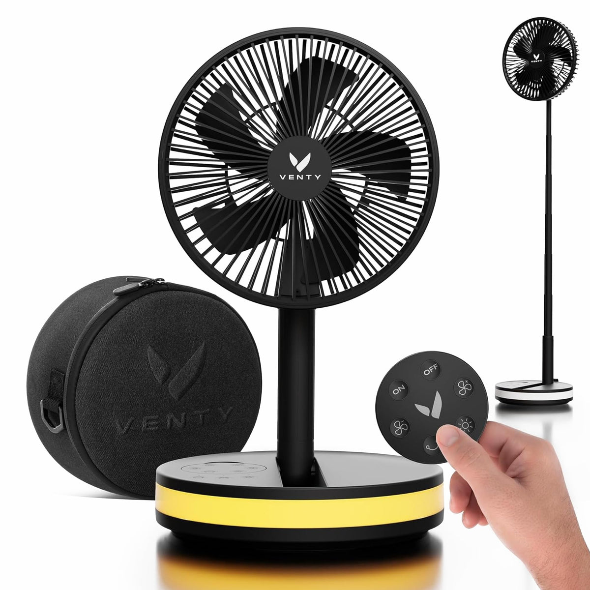 VENTY front view with case showing portability and storage benefit