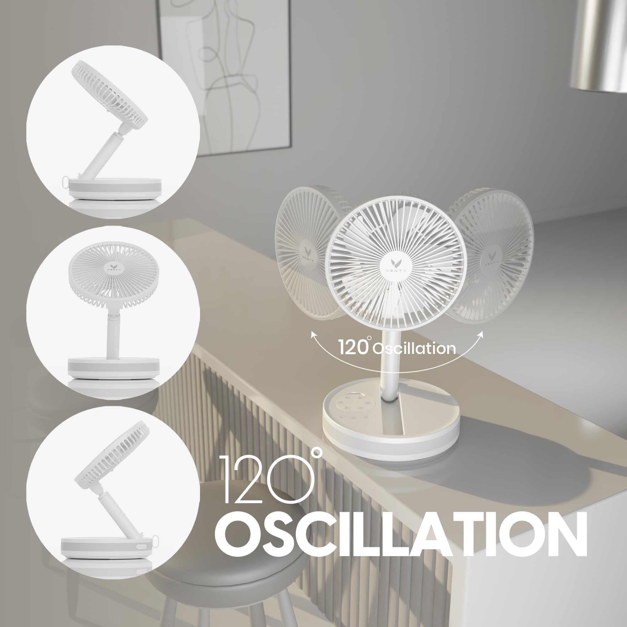 VENTY warm LED lighting turned on creating ambient illumination
