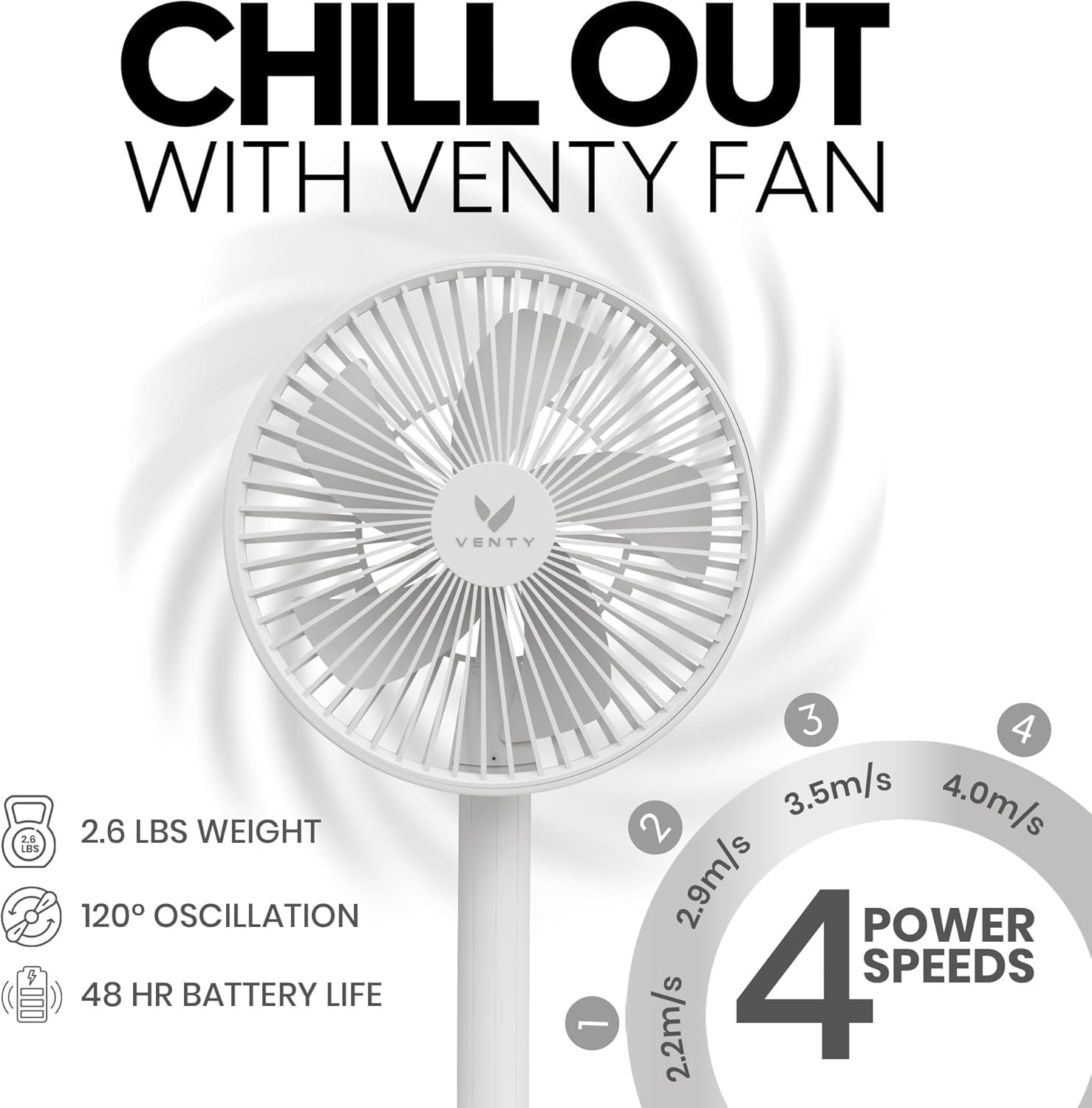 VENTY in mid-rotation demonstrating 180° motion for wider airflow