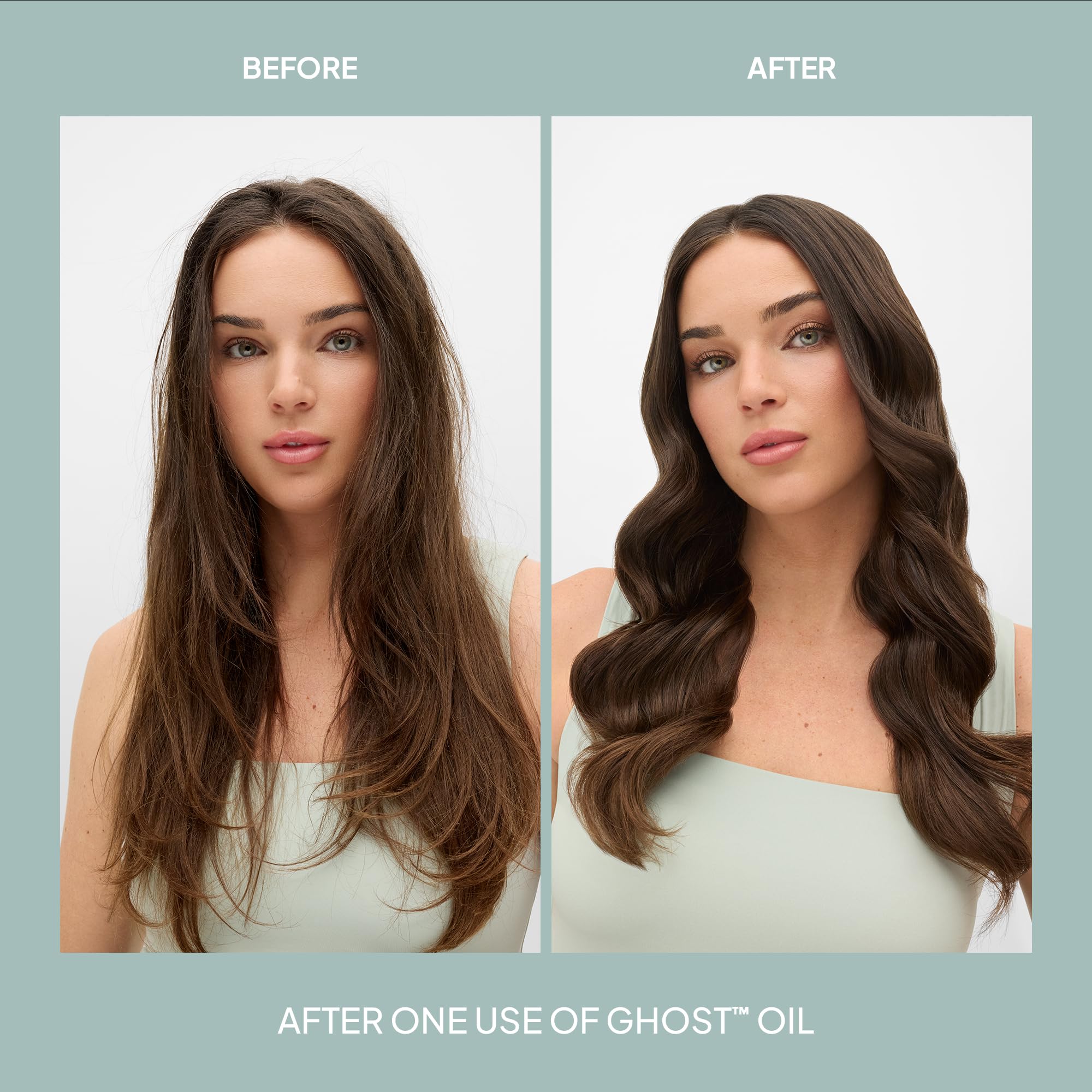 VERB Ghost applied to mid-lengths showing smoother, frizz-reduced hair