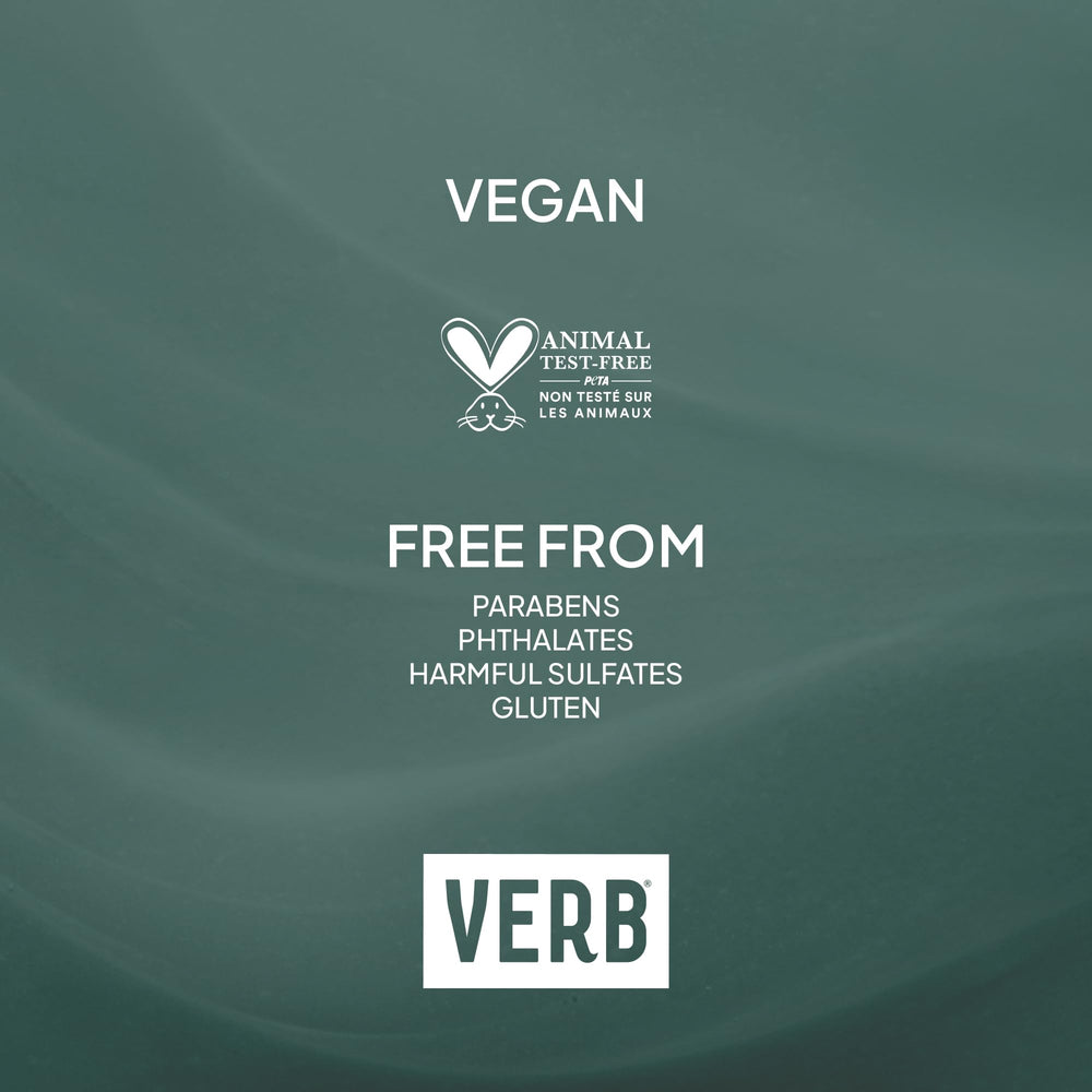 VERB Ghost shampoo label closeup with ingredient callouts, transparent product information