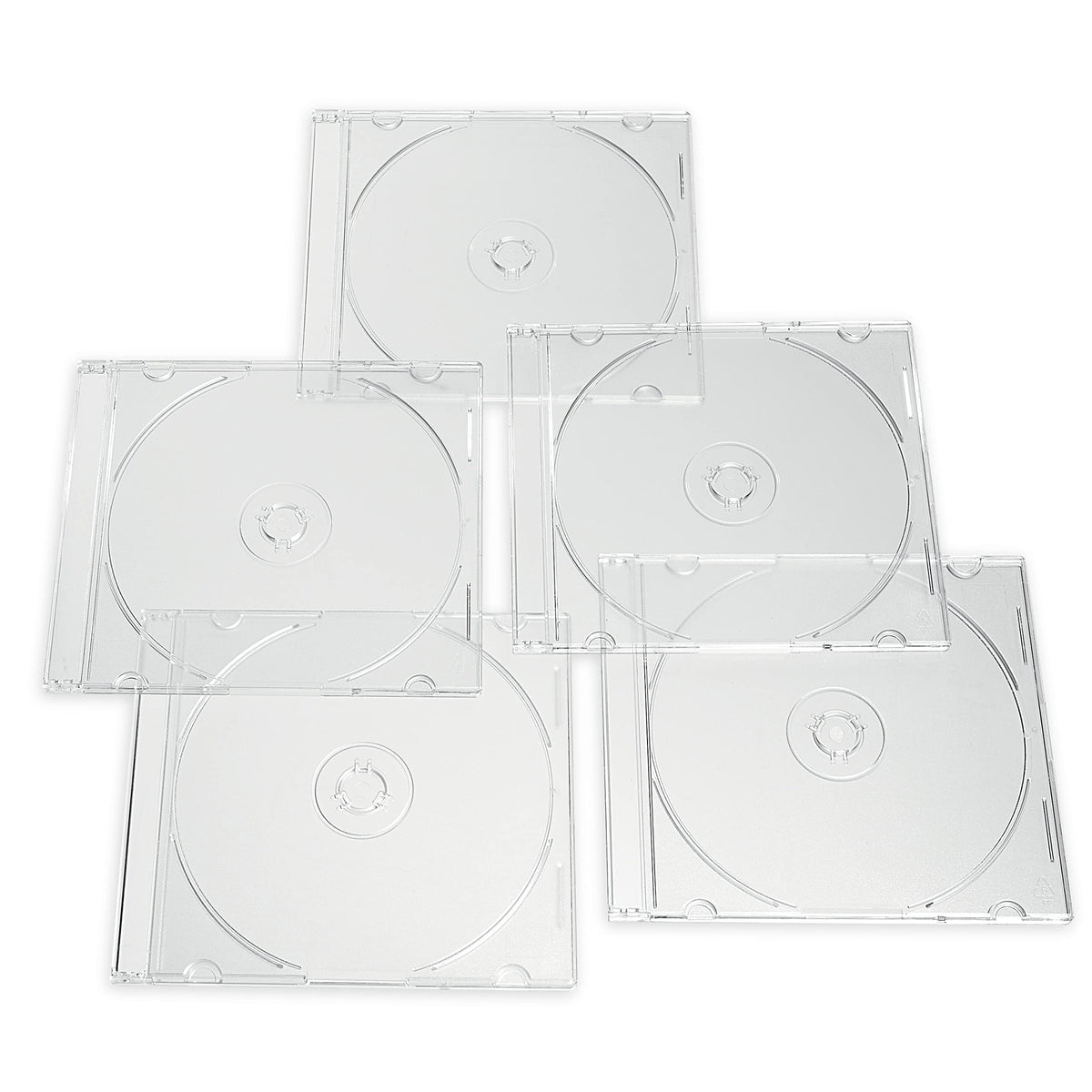 Verbatim slim jewel cases front view showing clear protective storage, organized and space-saving