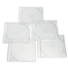 Verbatim slim jewel cases front view showing clear protective storage, organized and space-saving