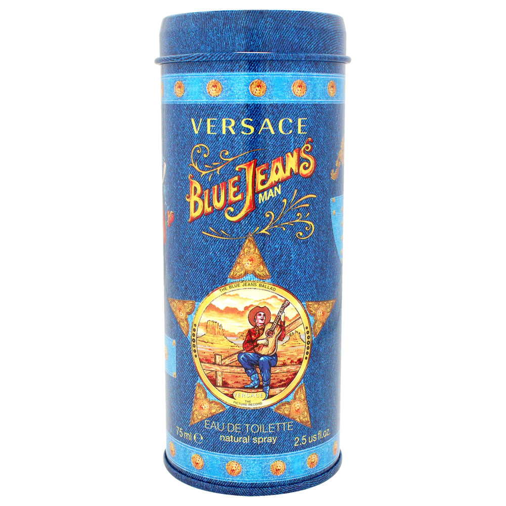 Versace Blue Jeans size comparison with common object for scale and portability