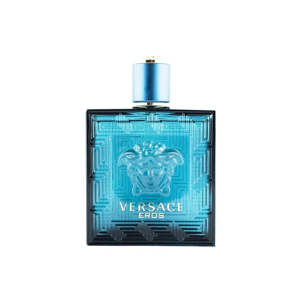 Versace Eros spray in use on wrist demonstrating scent application and lasting wear