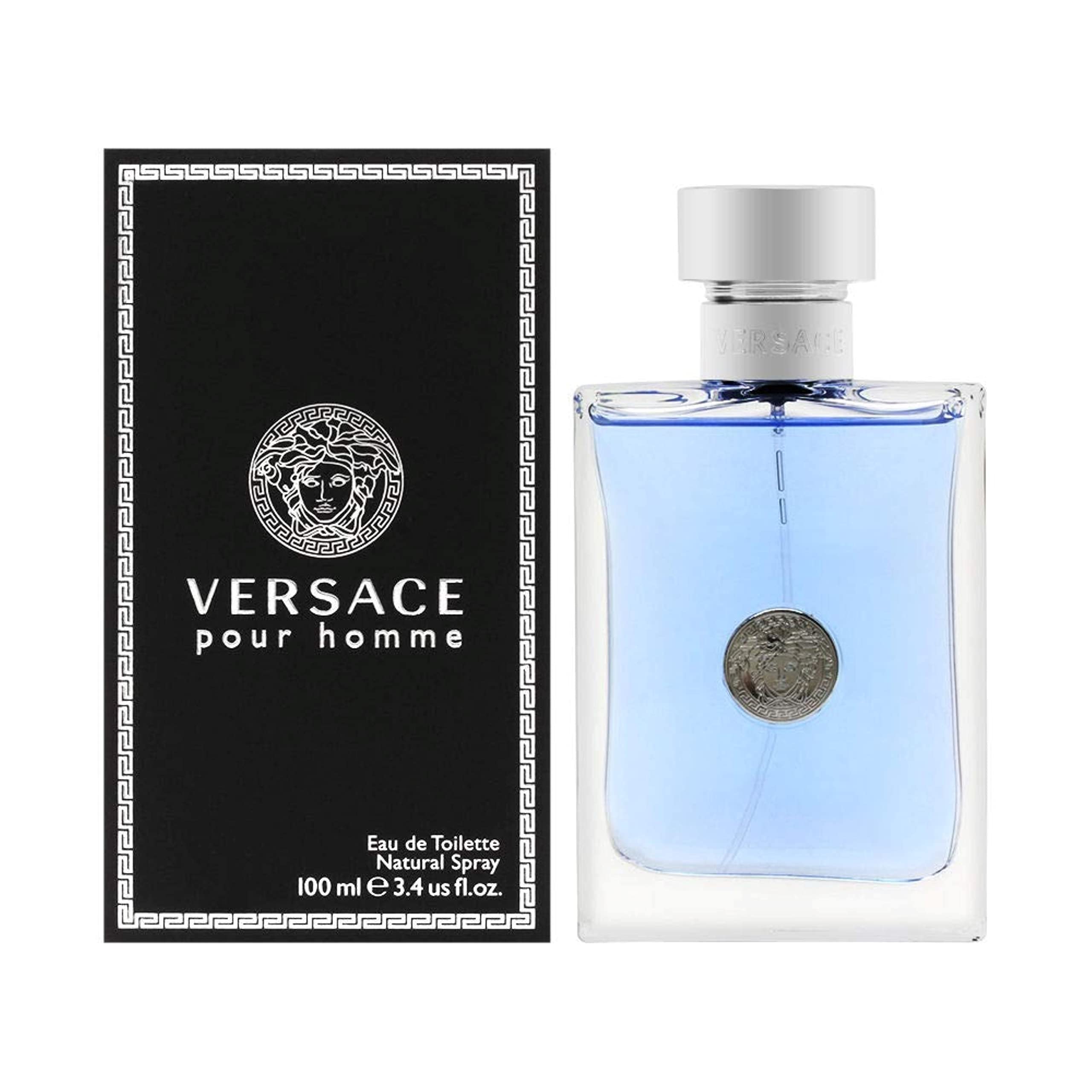 Versace Pour Homme styled on dresser indicating lifestyle fit and elegant accompaniment to wardrobe