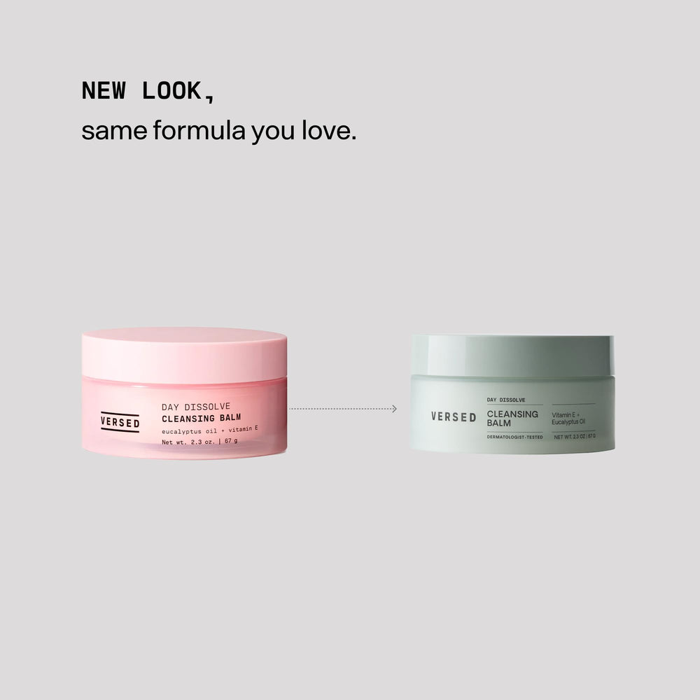 Versed balm on fingertip demonstrating easy scoop and spread for gentle cleansing