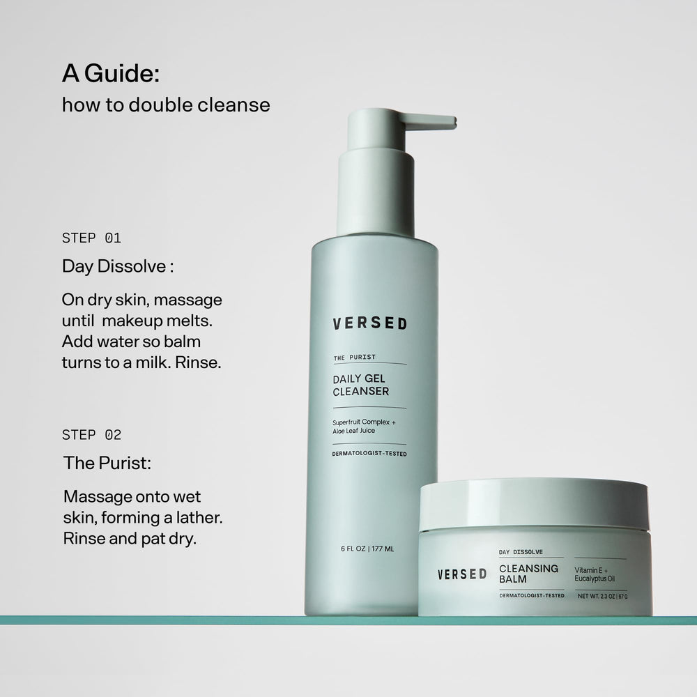 Versed rinsed skin close-up showing soft, clean, balanced complexion