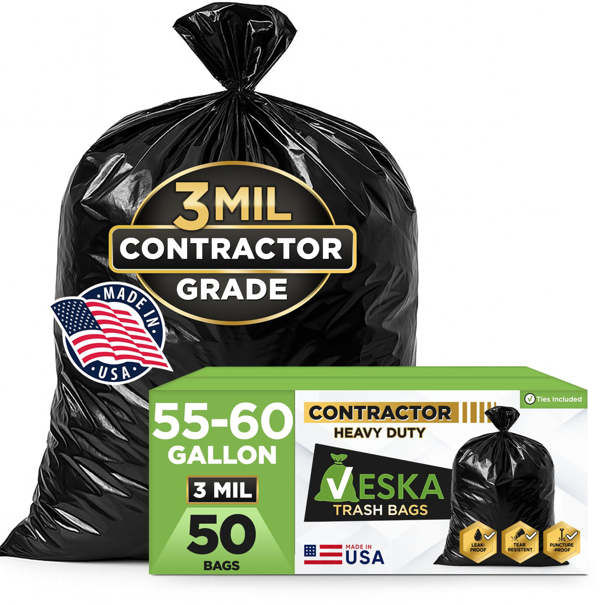 Veska front packaging showing 50-count mega pack, clear storage benefit