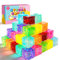 VESPRO front packaging showing 24 colorful glitter cubes for easy selection and storage