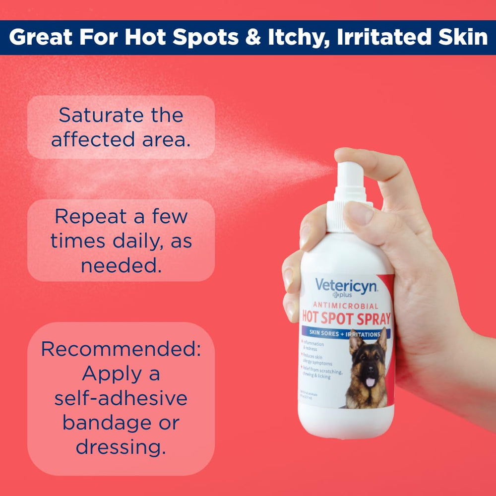 Vetericyn label close-up highlighting directions and veterinarian-recommended benefit