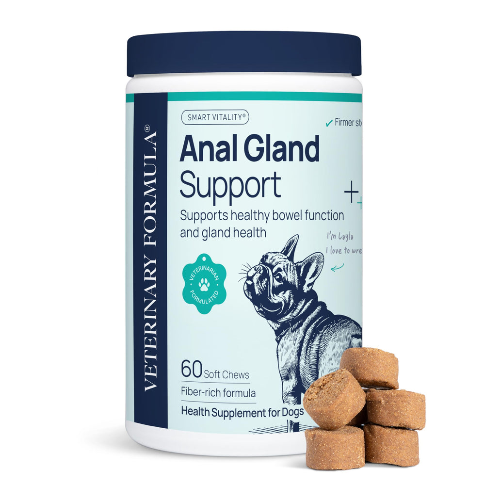 Veterinary Formula front packaging showing 60-count chews and benefits