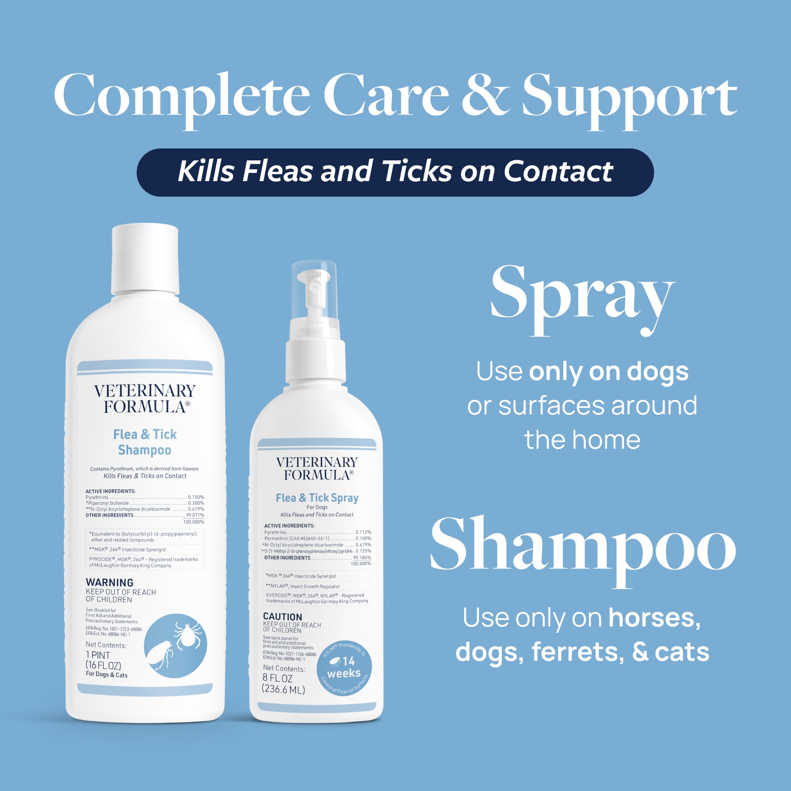 Veterinary Formula shampoo pouring into hand showing gentle lather for soothed, clean skin