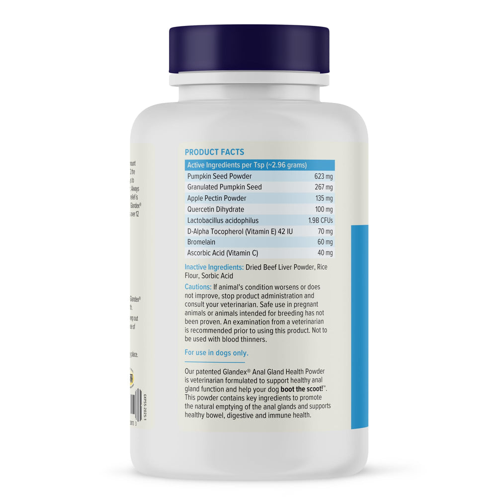 Made in USA badge on Vetnique Glandex label showing trusted domestic manufacturing