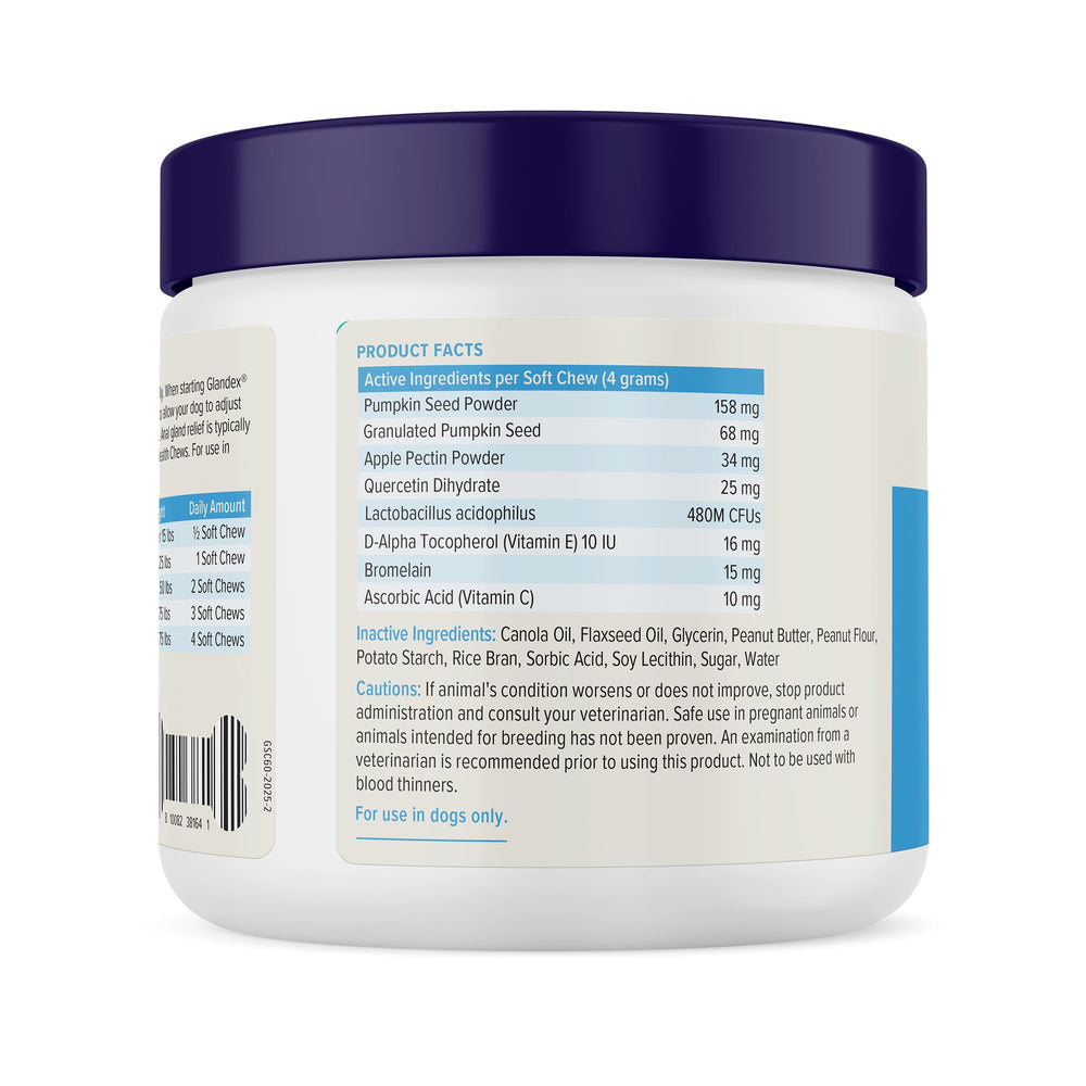 Vetnique Glandex placed beside wipes and spray illustrating complete anal gland care