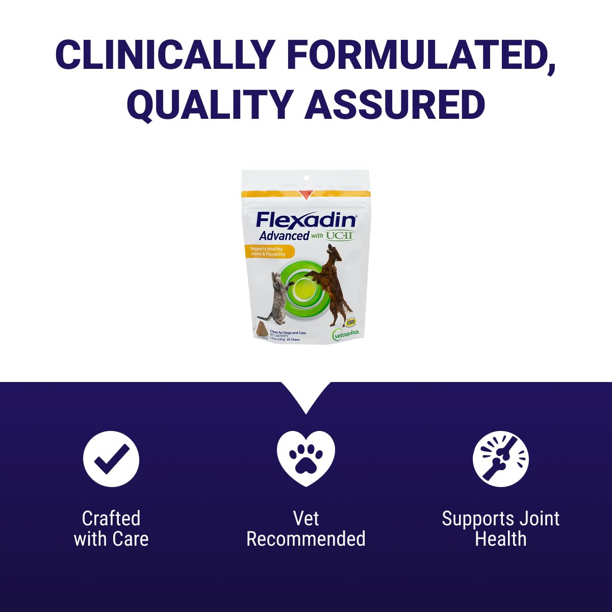 Dog taking Vetoquinol Flexadin Advanced chew showing palatability and acceptance