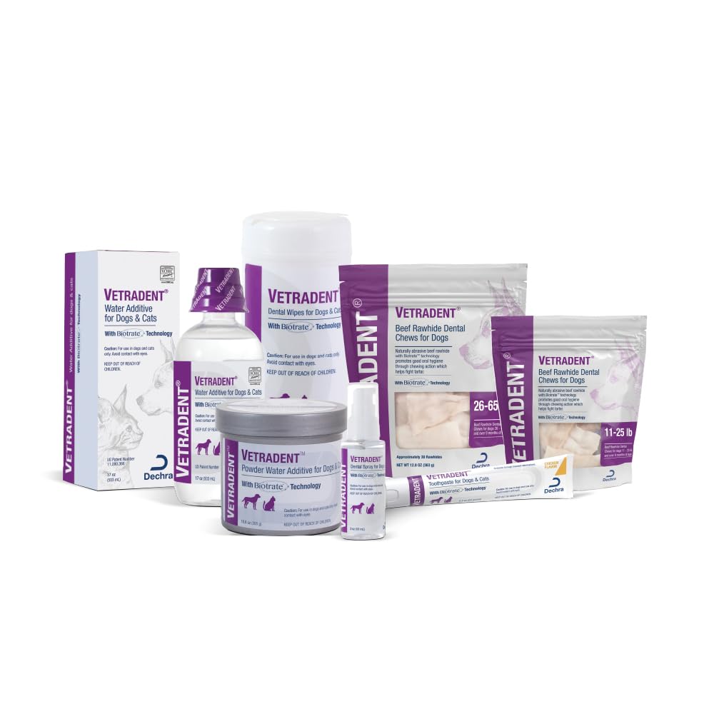 Vetradent wipe cleaning a dog's teeth demonstrating easy use