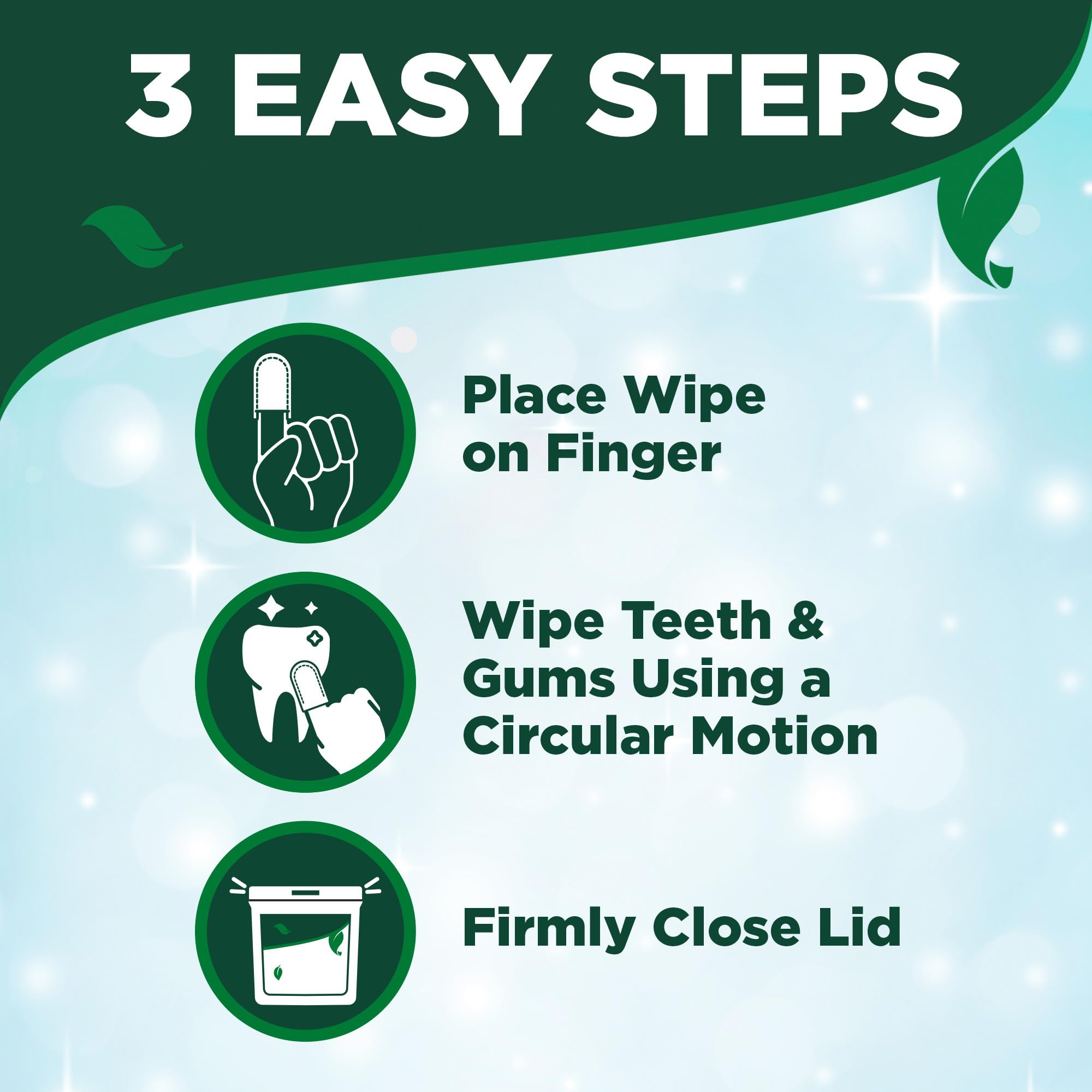 Open pack of Vet's Best wipes displaying number and portability benefit