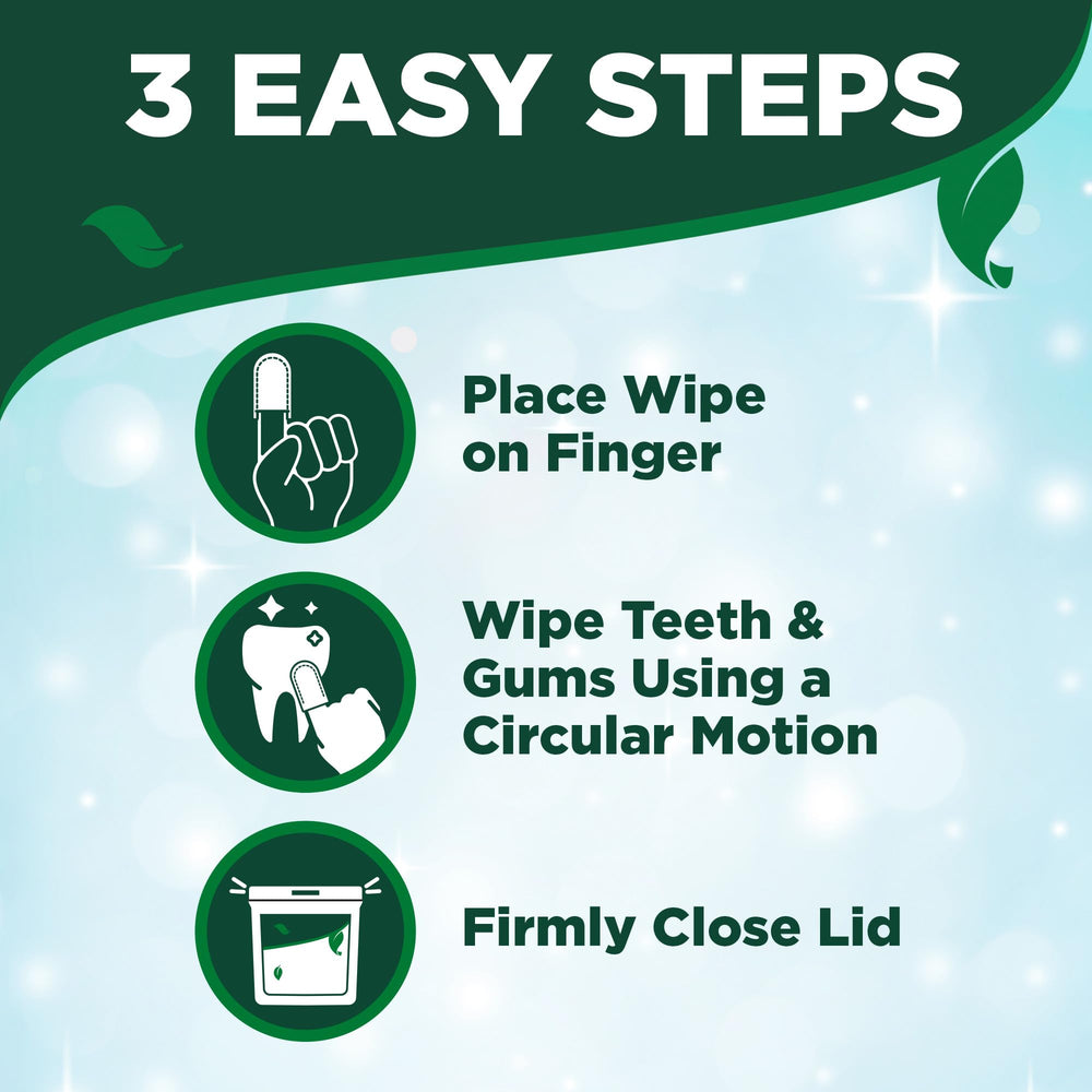 Open pack of Vet's Best wipes displaying number and portability benefit