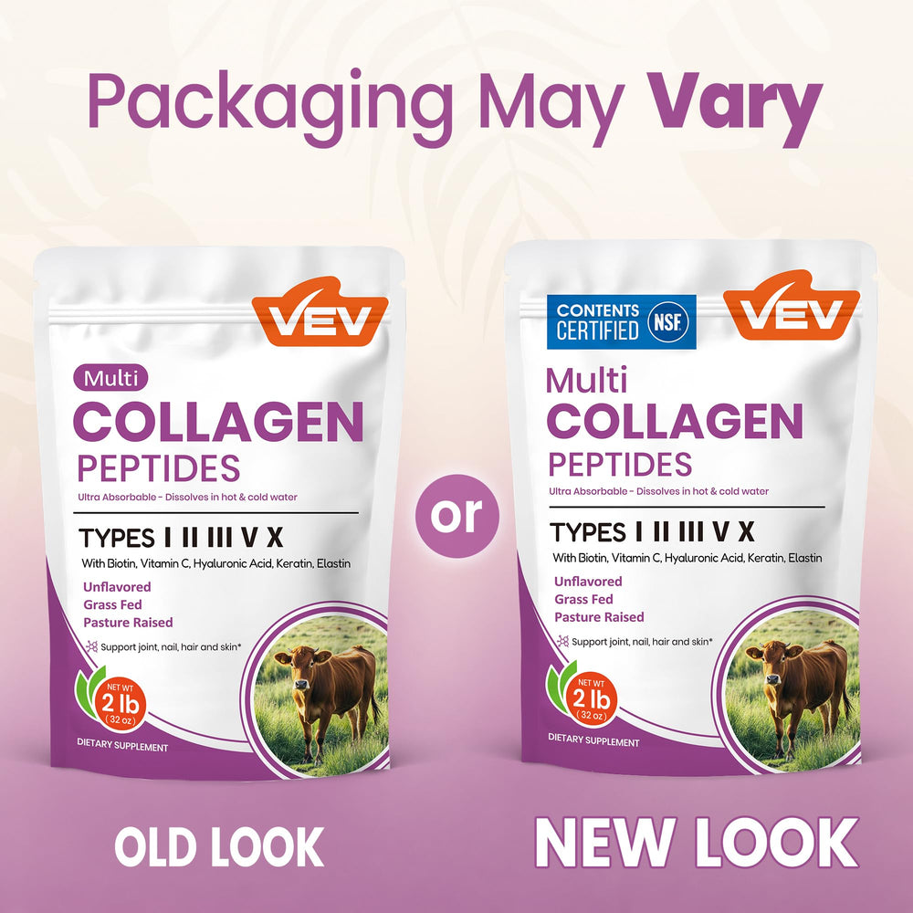 VEV powder texture close-up showing fine hydrolyzed collagen for fast mixing