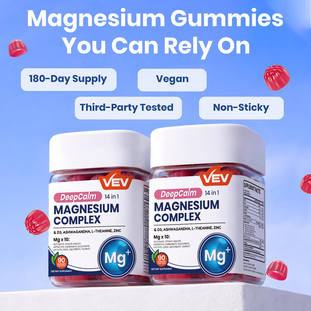 VEV ingredients label highlighting magnesium glycinate and added nutrients