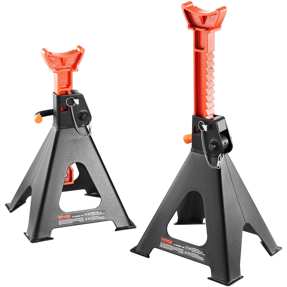 VEVOR jack stands front view showing heavy-duty support and stability