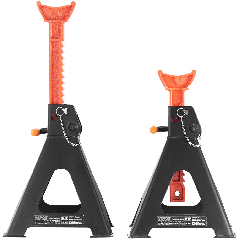 VEVOR jack stands in a garage setting illustrating everyday maintenance use