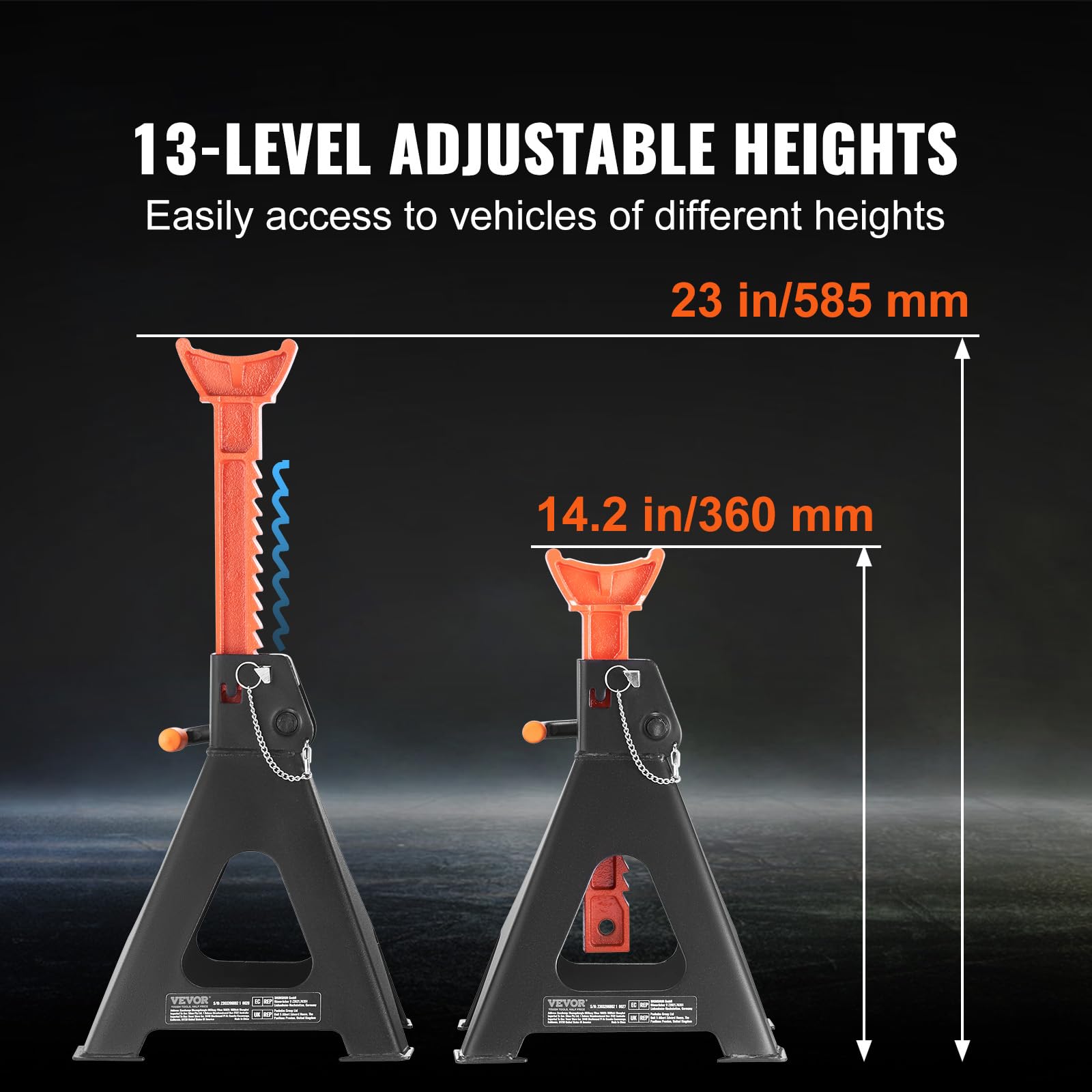 VEVOR jack stands in reinforced packaging protecting the product during shipping
