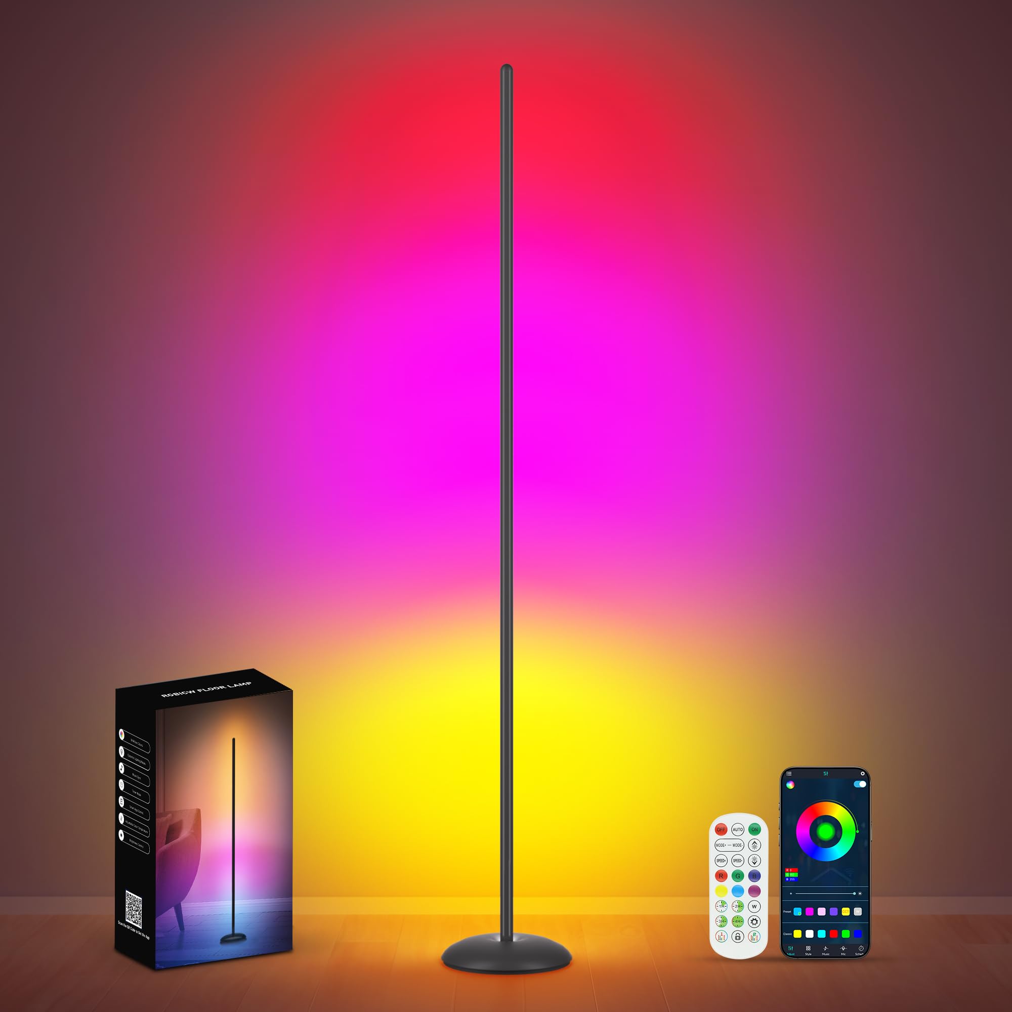 Vexinat front view lamp showing modern corner lighting and bright ambiance