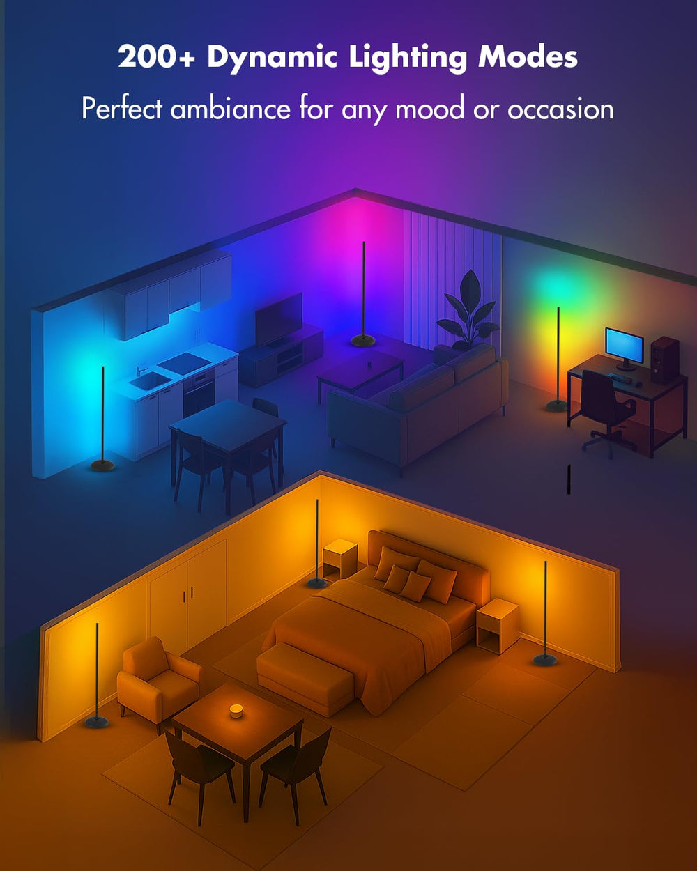 Vexinat lamp in living room creating mood lighting and cozy atmosphere