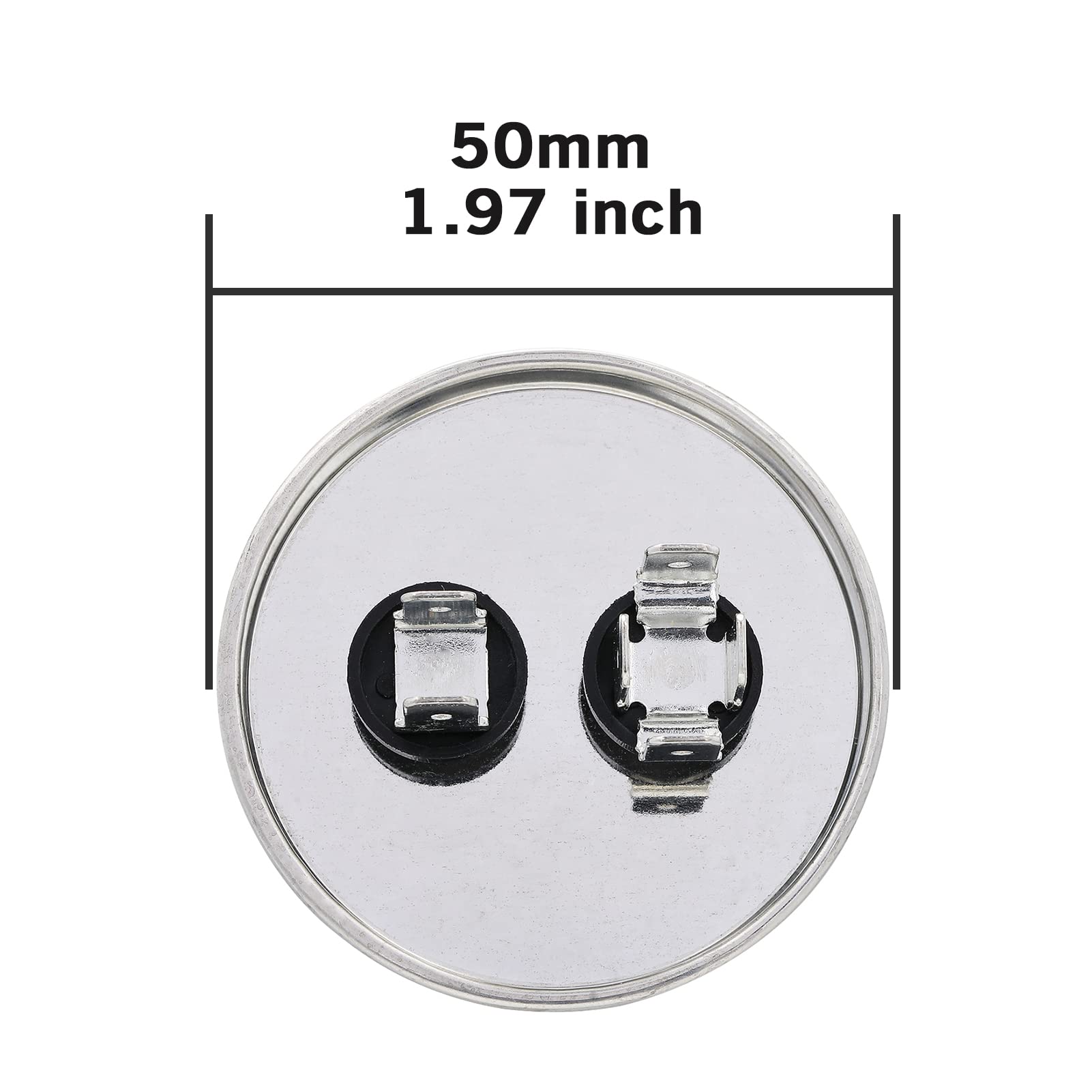 VEXUNGA capacitor beside ruler for scale, confirms 50mm diameter and 125mm height