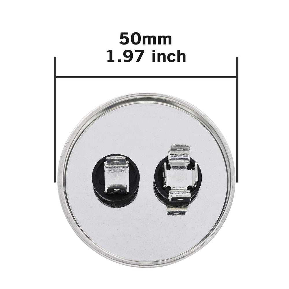 VEXUNGA capacitor beside ruler for scale, confirms 50mm diameter and 125mm height