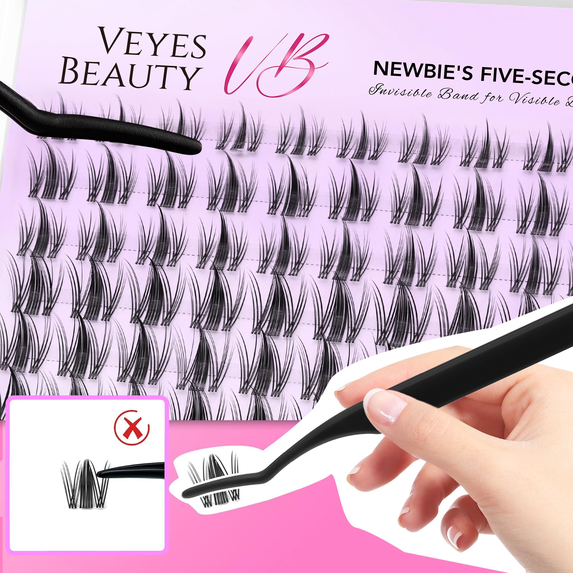 VEYESBEAUTY size comparison in hand showing compact tray and travel convenience