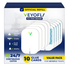 VEYOFLY front packaging showing 10-pack refills and clear benefit