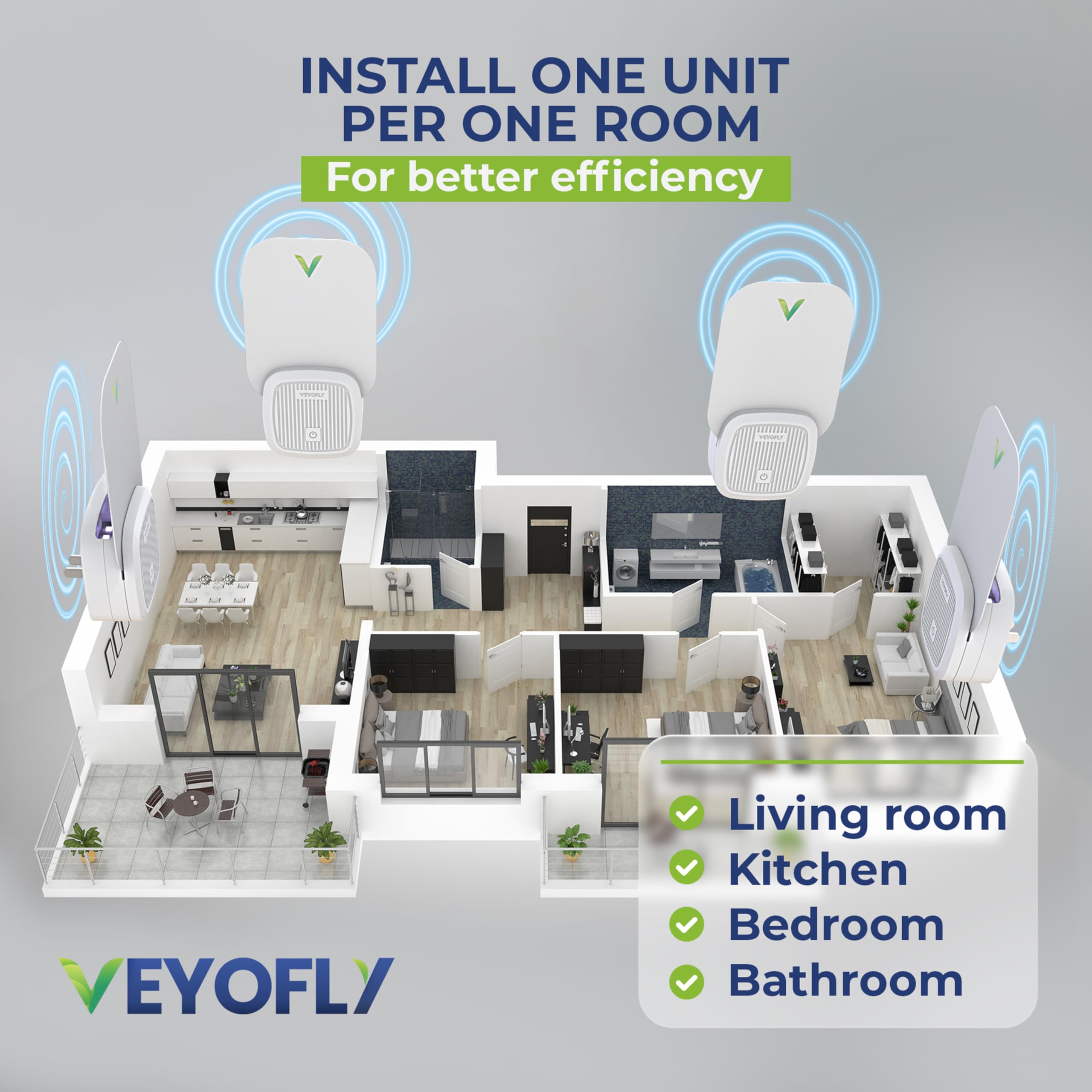 VEYOFLY on an office desk highlighting low-maintenance pest management
