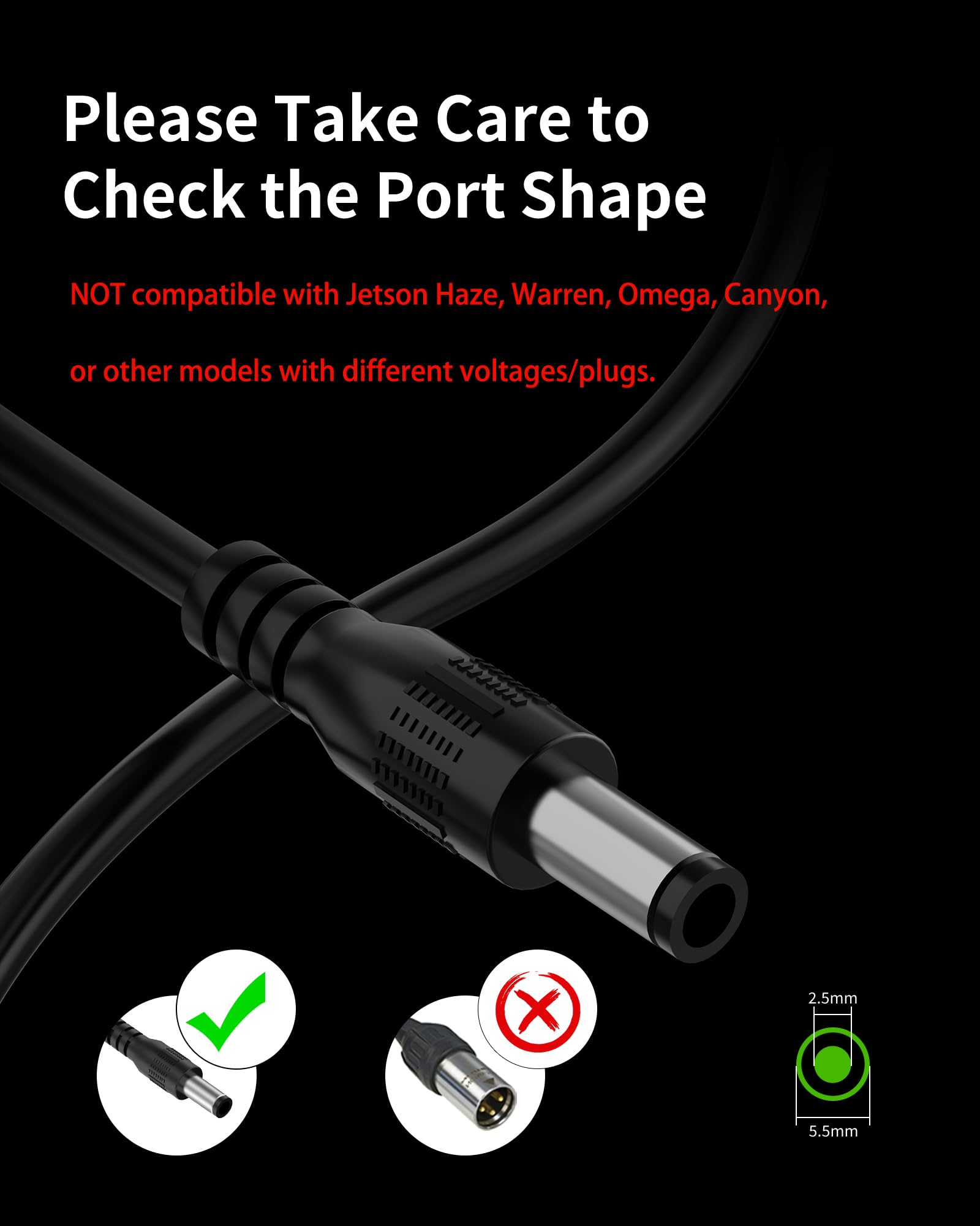vhbw 42V charger label showing ETL and SGS marks, confirms built-in safety protections