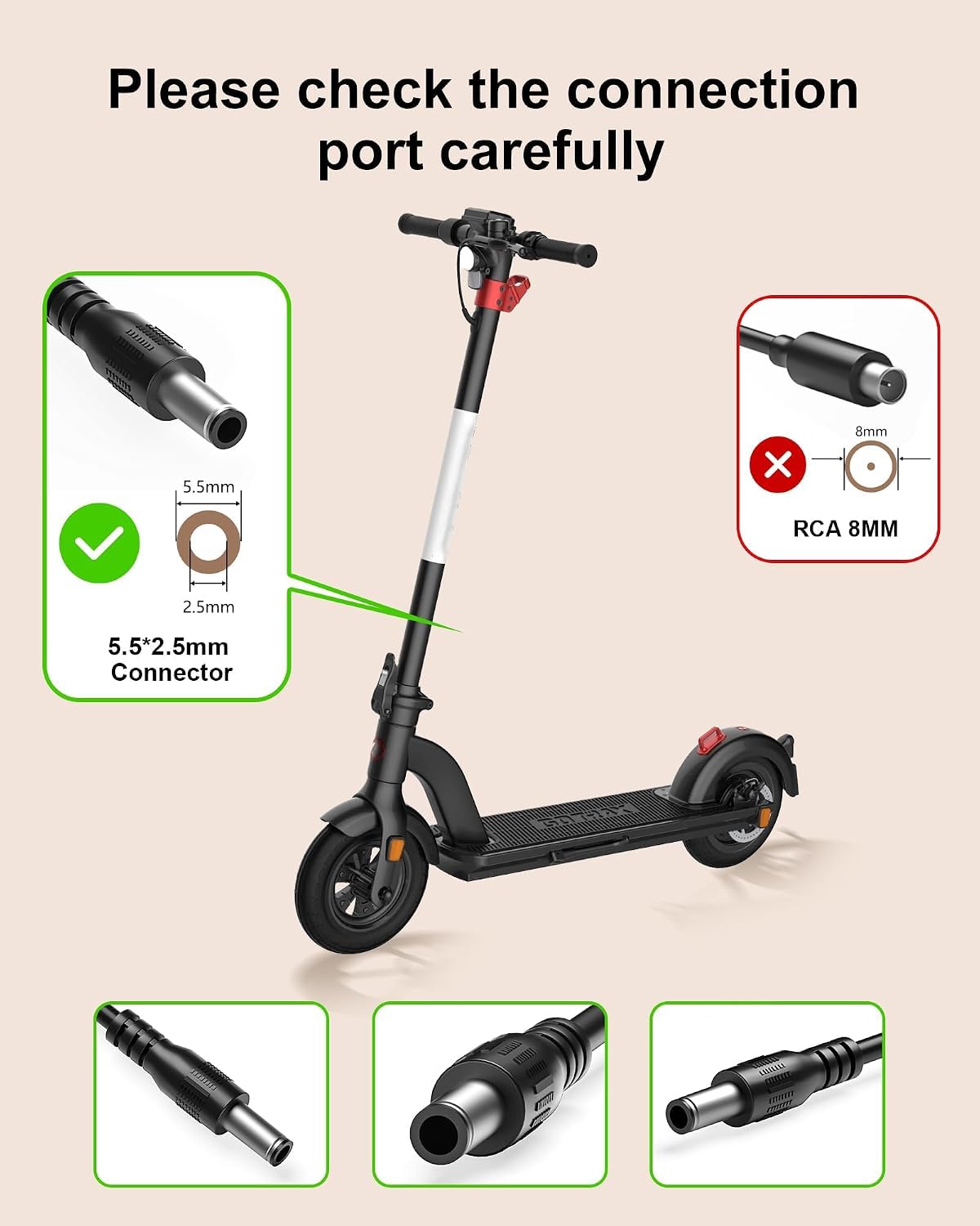 vhbw charger label with voltage and certification markings confirming safety specs